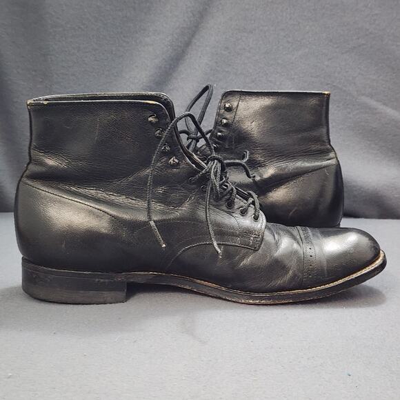 Stacy Adams Mens 9D Black Leather Lace Up Dress Boots Cap Toe main image 8